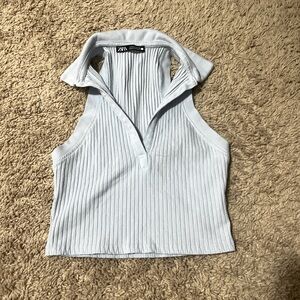 Zara size small blue collared tank